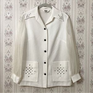 ⭐️ Vintage Montgomery Ward Button Down Sheer Sleeve Jacket Large